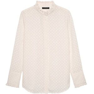 Banana Republic | Dillon Classic-Fit Semi-Sheer Ruffle Shirt | Ivory